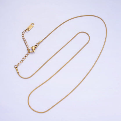 Stainless Steel 1mm Snake Chain 18 Inch Necklace w. Extender in Gold &amp; Silver | WA-2486 WA-2487