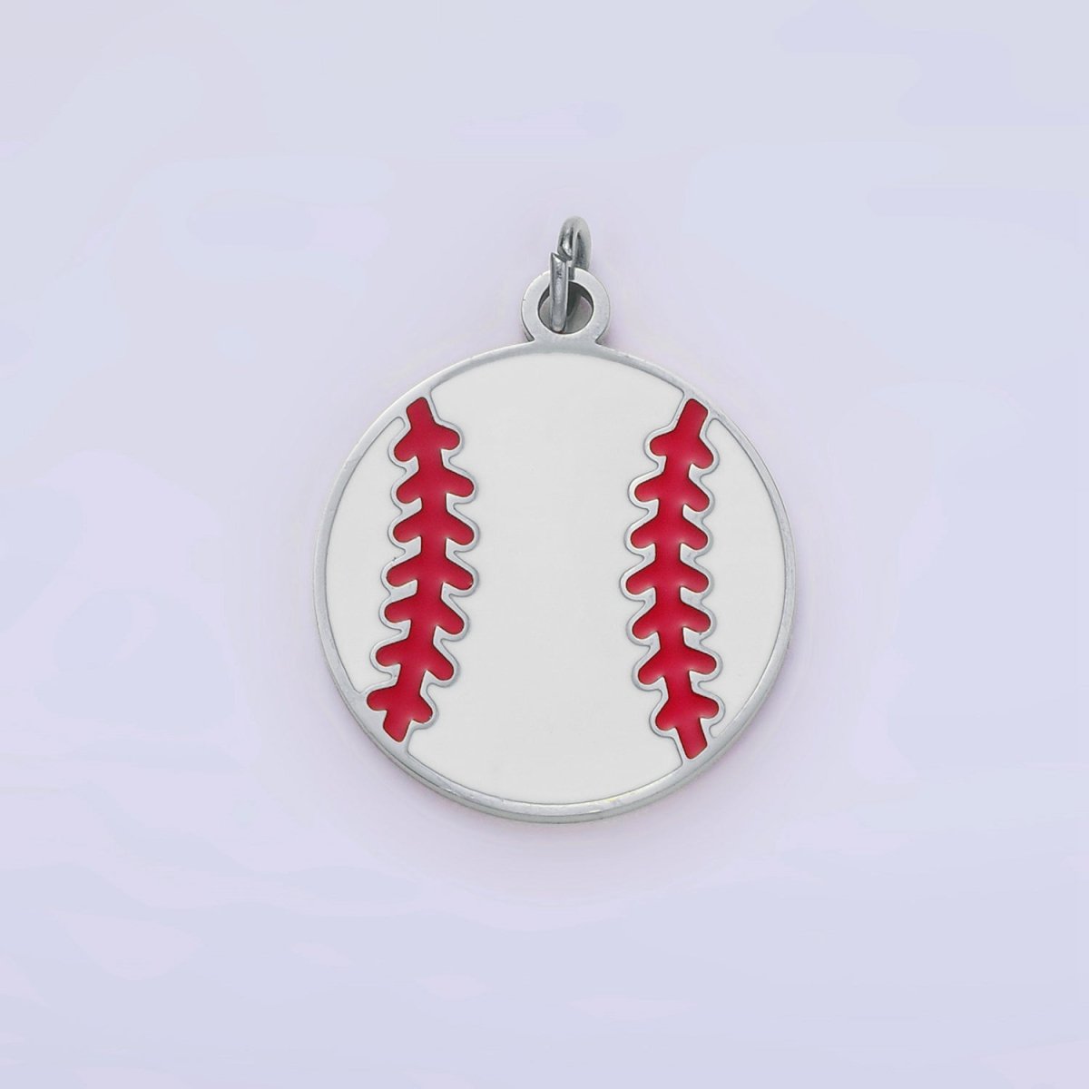 Stainless Steel 20mm Baseball Sports Enamel Round Charm in Gold &amp; Silver | P966