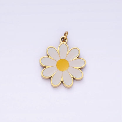Stainless Steel 20mm Daisy Flower Enamel Charm | P962