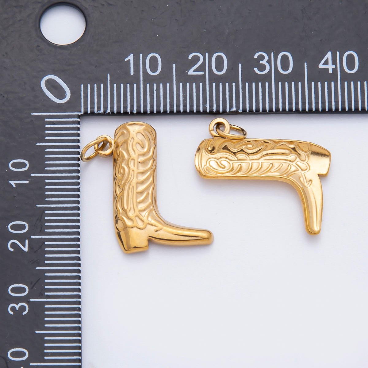 Stainless Steel 20mm Geometric Artisan Texas Cowboy Boots Charm | C-070