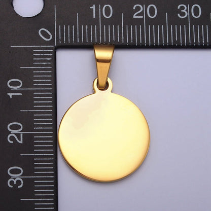 Stainless Steel 20mm Round Personalized Pendant in Gold &amp; Silver J-548 J-553