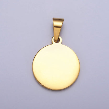 Stainless Steel 20mm Round Personalized Pendant in Gold &amp; Silver J-548 J-553