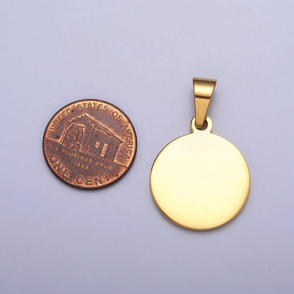 Stainless Steel 20mm Round Personalized Pendant in Gold &amp; Silver J-548 J-553