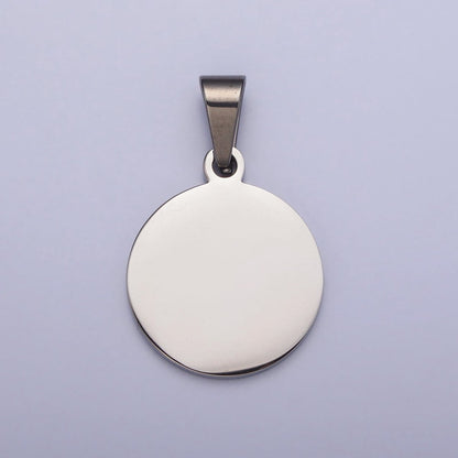 Stainless Steel 20mm Round Personalized Pendant in Gold &amp; Silver J-548 J-553