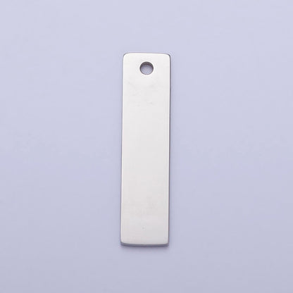 Stainless Steel 21.5mm Rectangular Bar Tag Charmin Gold &amp; Silver | P-910
