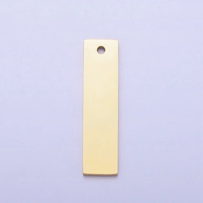Stainless Steel 21.5mm Rectangular Bar Tag Charmin Gold &amp; Silver | P-910