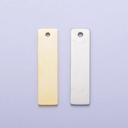 Stainless Steel 21.5mm Rectangular Bar Tag Charmin Gold &amp; Silver | P-910
