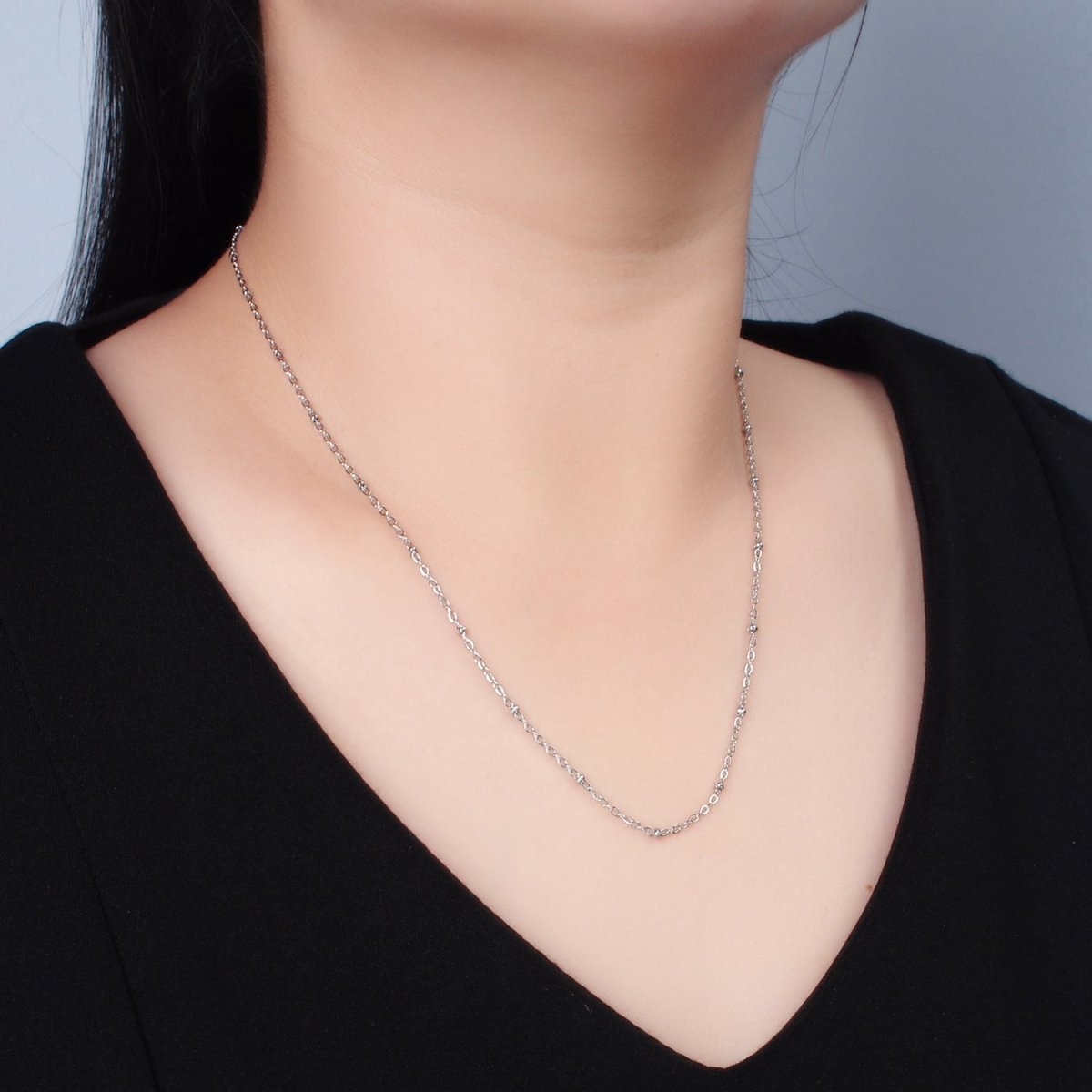 24K Stainless Steel 2mm Satellite Cable Chain 20 Inch Necklace in Gold &amp; Silver | WA-2610 WA-2611