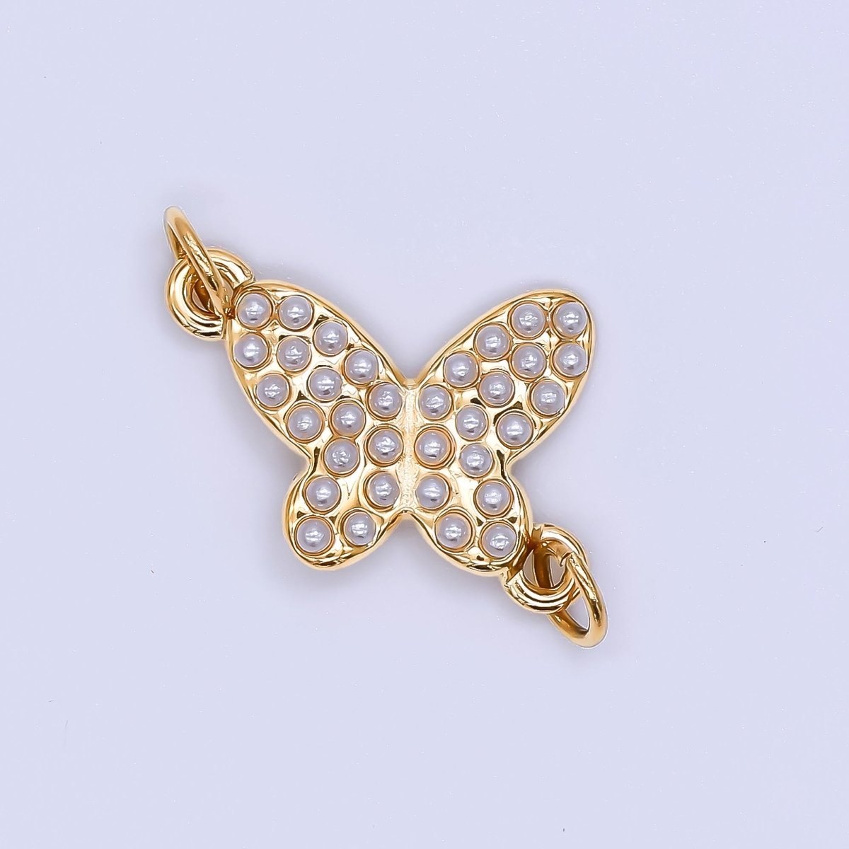 Stainless Steel 22mm Shell Pearl Butterfly Mariposa Charm Connector | Y059