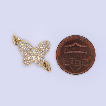 Stainless Steel 22mm Shell Pearl Butterfly Mariposa Charm Connector | Y059