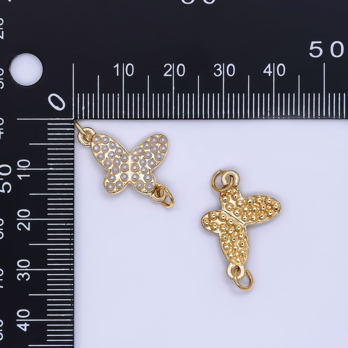 Stainless Steel 22mm Shell Pearl Butterfly Mariposa Charm Connector | Y059