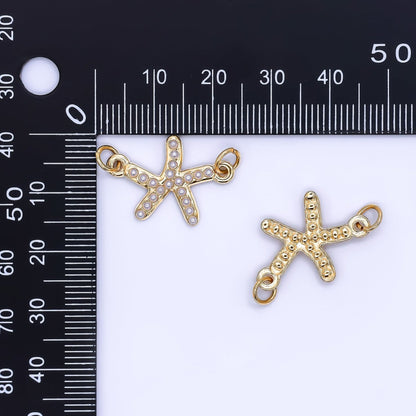 Stainless Steel 22mm Shell Pearl Tiny Starfish Charm Connector | Y058