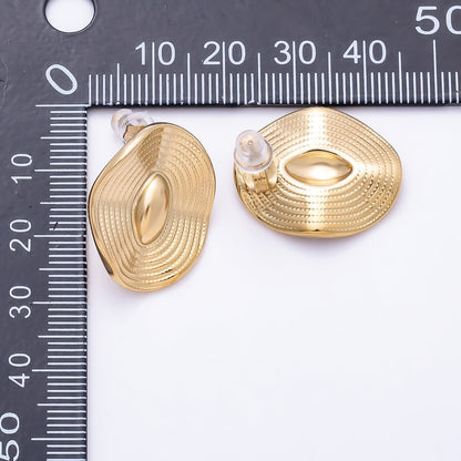 Stainless Steel 24mm Dotted Wave Geometric Oval Stud | Earrings-00726