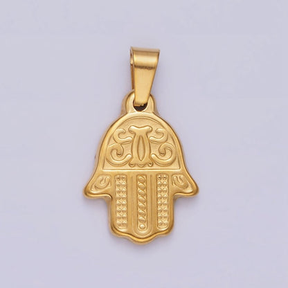 Stainless Steel 25.5mm Artisan Hamsa Hand Pendant | P-801