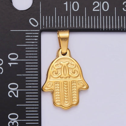 Stainless Steel 25.5mm Artisan Hamsa Hand Pendant | P-801