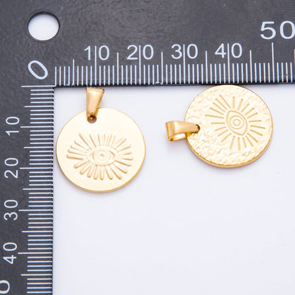 Stainless Steel 25mm Evil Eye Sunburst Round Pendant Charm | J549