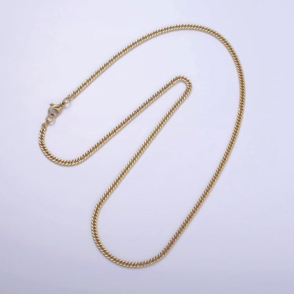 Stainless Steel 2.5mm Flat Concave Curb 18 Inch Chain Layering Necklace | WA-2029 Clearance Pricing