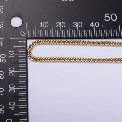 Stainless Steel 2.5mm Flat Concave Curb 18 Inch Chain Layering Necklace | WA-2029 Clearance Pricing