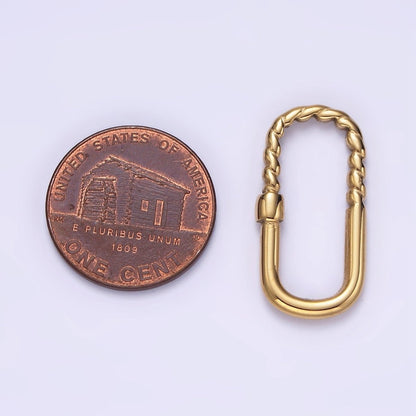 Stainless Steel 25mm Half Twisted Braided Oblong Link Jewelry Supply | Z-475