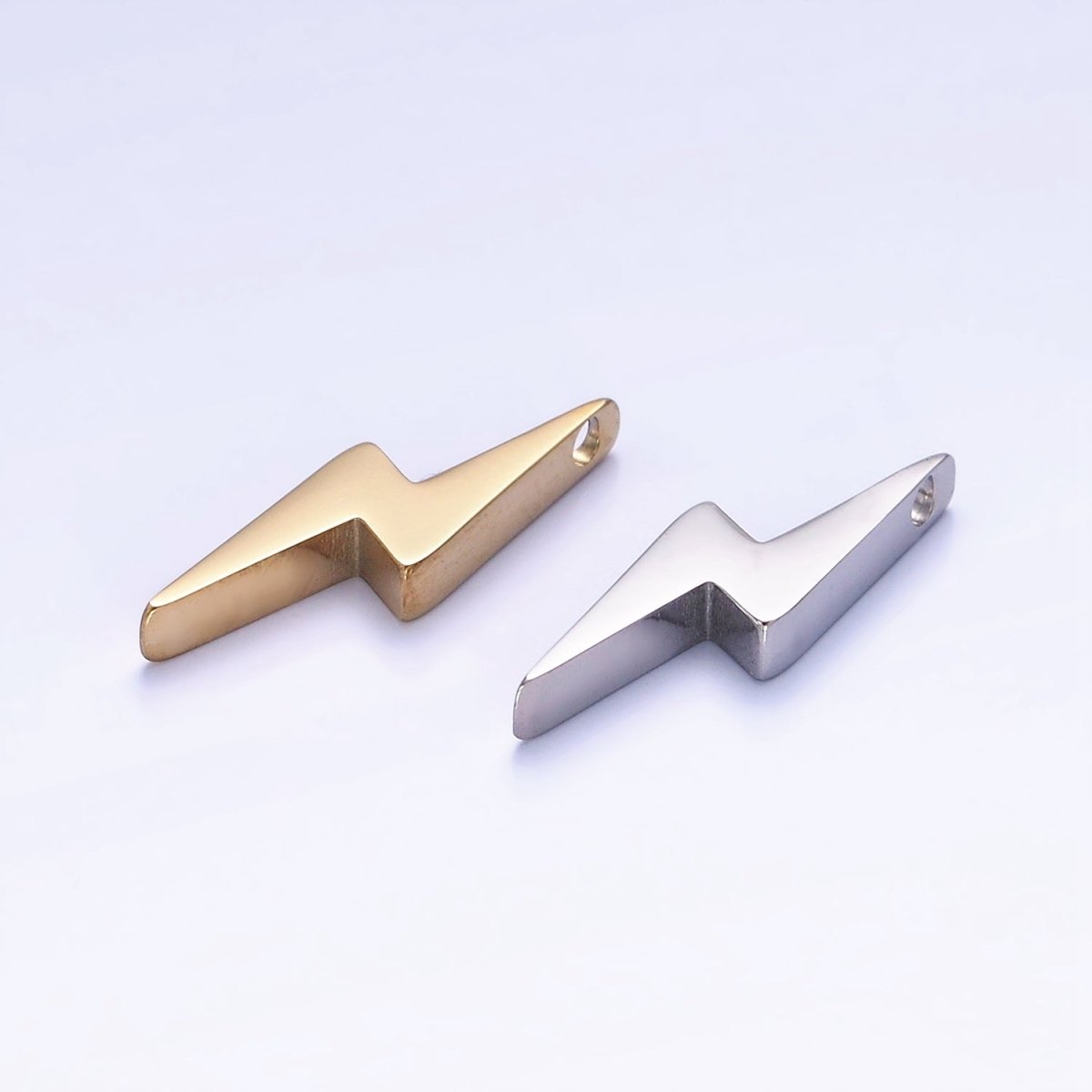 Stainless Steel 25mm Lightning Thunder Minimalist Charm in Gold &amp; Silver | P941