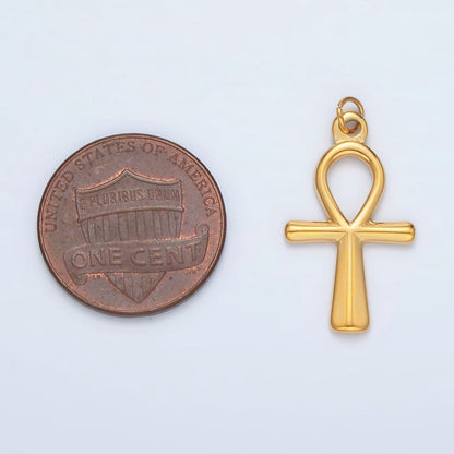 Stainless Steel 25mm Religious Ankh Cross Minimalist Charm | P1037