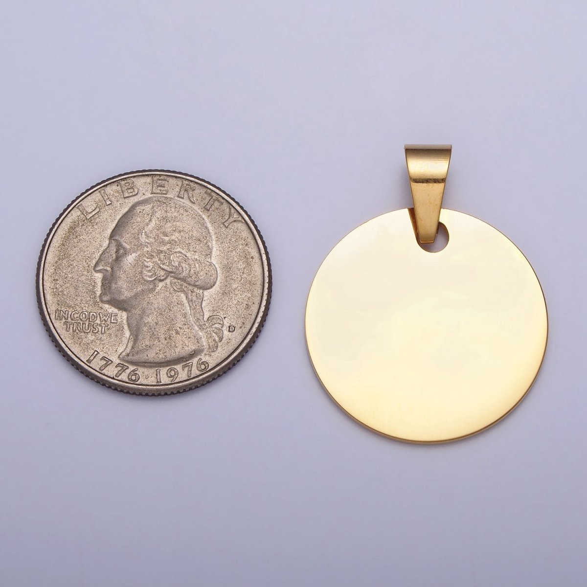 Stainless Steel 25mm Round Personalize Round Pendant in Gold &amp; Silver | P-1083