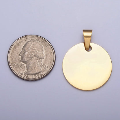 Stainless Steel 25mm Round Personalize Round Pendant in Gold &amp; Silver | P-1083