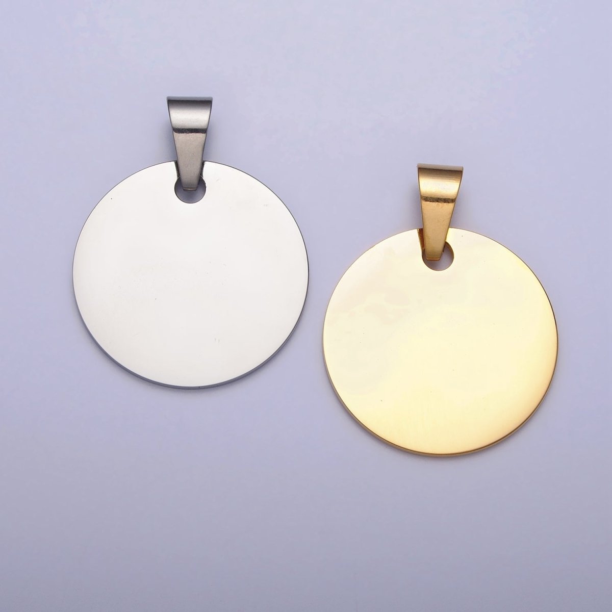 Stainless Steel 25mm Round Personalize Round Pendant in Gold &amp; Silver | P-1083
