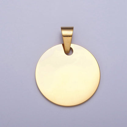 Stainless Steel 25mm Round Personalize Round Pendant in Gold &amp; Silver | P-1083