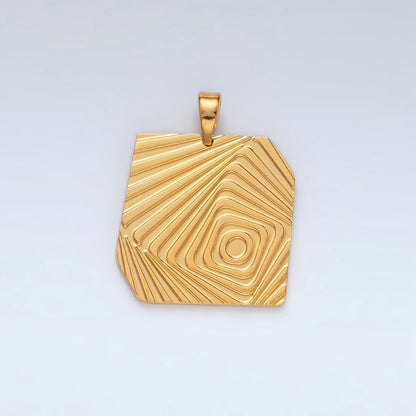 Stainless Steel 25mm Square Lined Geometric Pendant | P1475
