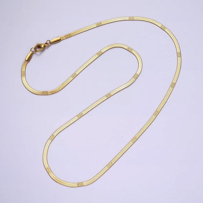 Stainless Steel 2.5mm Textured Unique Herringbone 18 Inch Layering Chain Necklace | WA-2005 Clearance Pricing