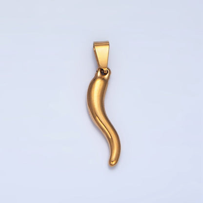 Stainless Steel 26mm Minimalist Chili Cornicello Italian Horn Charm | P1508