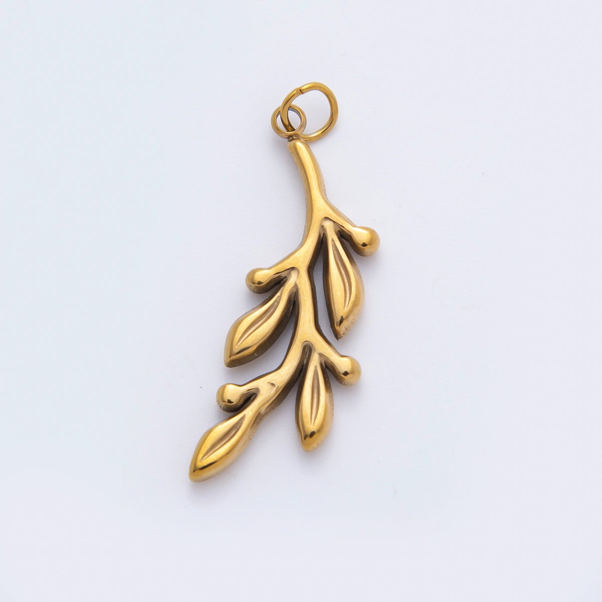 Stainless Steel 26mm Olive Branch Foliage Leaf Plant Minimalist Charm | C-110