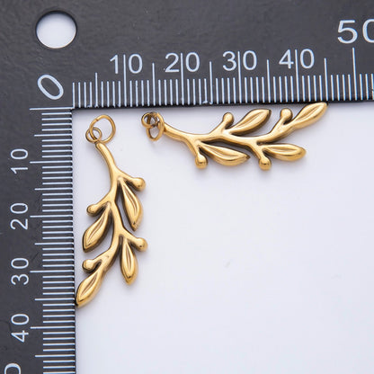 Stainless Steel 26mm Olive Branch Foliage Leaf Plant Minimalist Charm | C-110