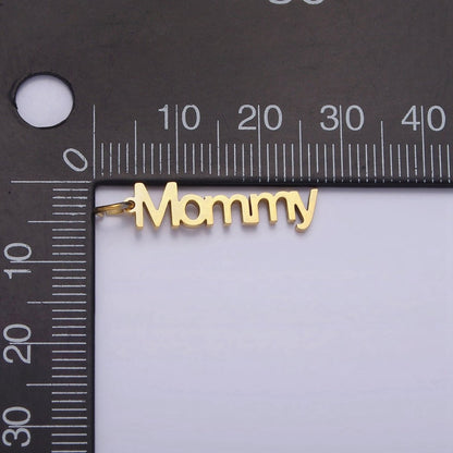 Stainless Steel 27.5mm "Mommy" Script Sideway Charm in Gold &amp; Silver | P-880