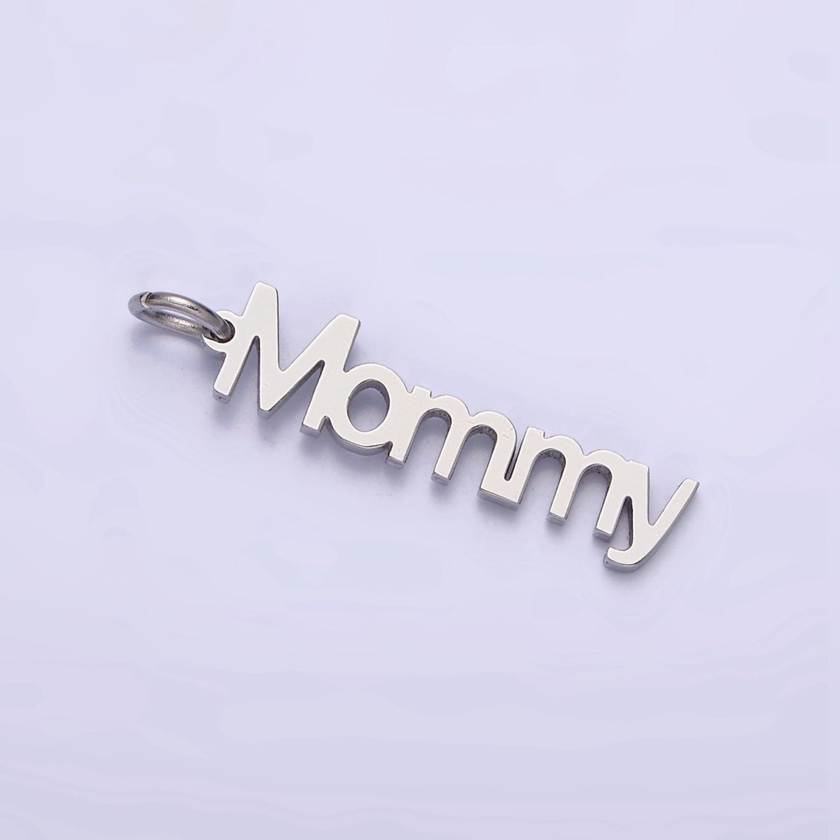 Stainless Steel 27.5mm "Mommy" Script Sideway Charm in Gold &amp; Silver | P-880