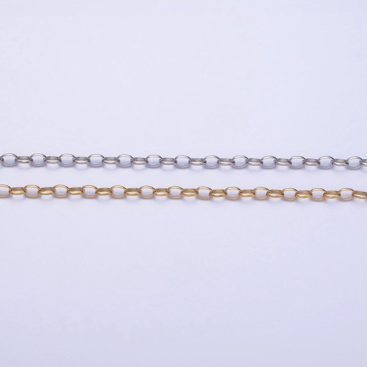 Stainless Steel 2.7mm Cable Tarnish-Free Unfinished Chain in Gold &amp; Silver | ROLL-1346 ROLL-1347 Clearance Pricing