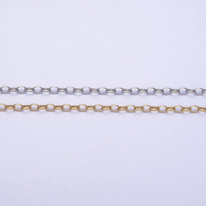 Stainless Steel 2.7mm Cable Tarnish-Free Unfinished Chain in Gold &amp; Silver | ROLL-1346 ROLL-1347 Clearance Pricing