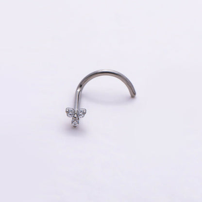 Titanium 2mm Clear CZ Flower Cartilage Nose Single Piercing Stud in Gold &amp; Silver | BJ-00037 BJ-00038
