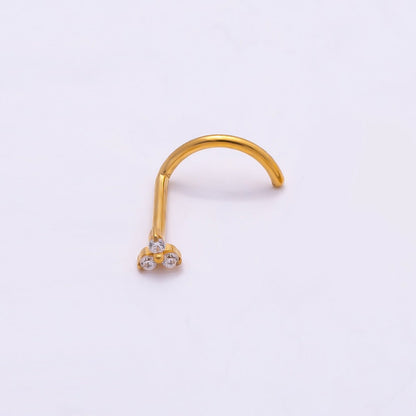 Titanium 2mm Clear CZ Flower Cartilage Nose Single Piercing Stud in Gold &amp; Silver | BJ-00037 BJ-00038