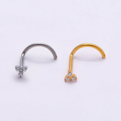 Titanium 2mm Clear CZ Flower Cartilage Nose Single Piercing Stud in Gold &amp; Silver | BJ-00037 BJ-00038