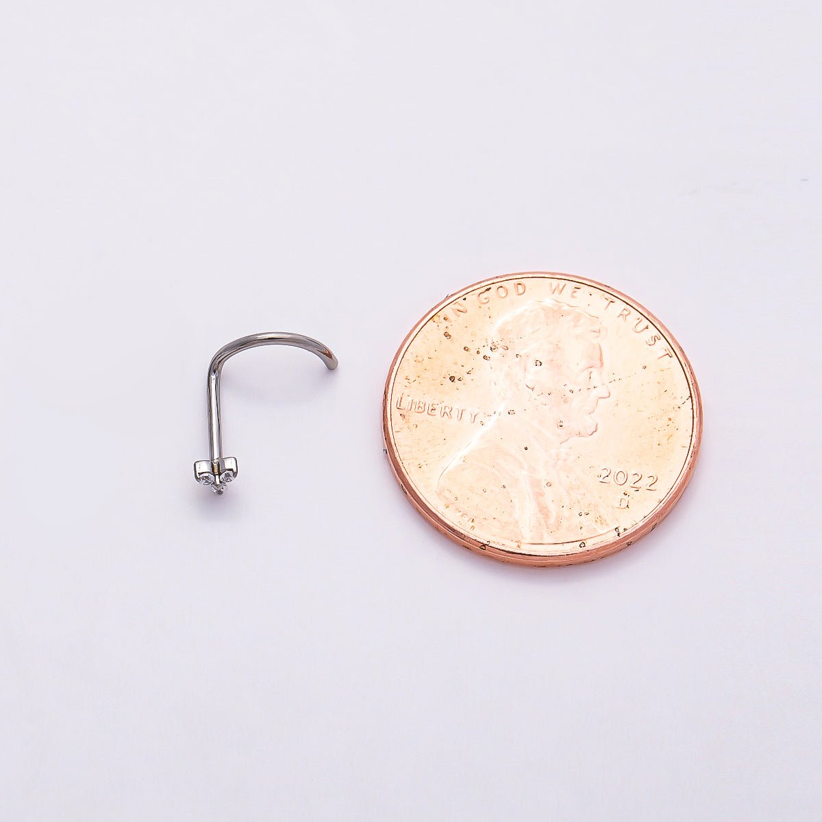Titanium 2mm Clear CZ Flower Cartilage Nose Single Piercing Stud in Gold &amp; Silver | BJ-00037 BJ-00038