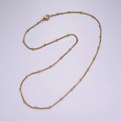 Stainless Steel 2mm Curb Satellite Chain 17.7 Inch Necklace | WA-2353