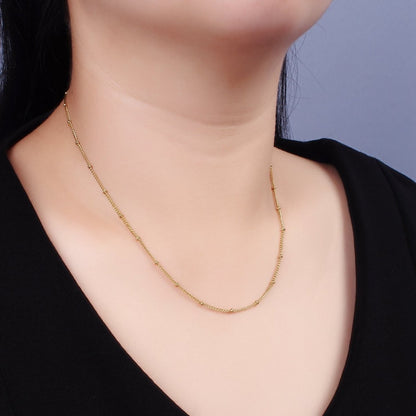 Stainless Steel 2mm Curb Satellite Chain 17.7 Inch Necklace | WA-2353
