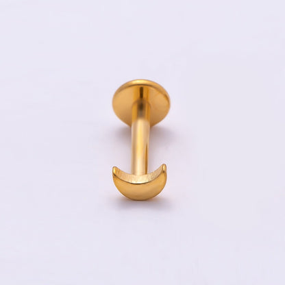 Titanium 2mm Minimalist Crescent Moon Single Cartilage Piercing Flat Back Stud in Gold &amp; Silver | BJ-00051 BJ-00052