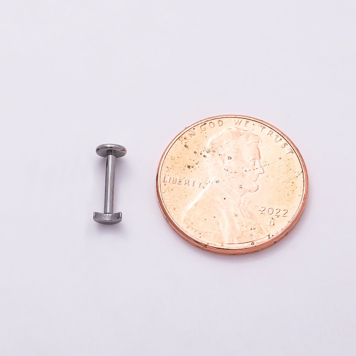 Titanium 2mm Minimalist Crescent Moon Single Cartilage Piercing Flat Back Stud in Gold &amp; Silver | BJ-00051 BJ-00052