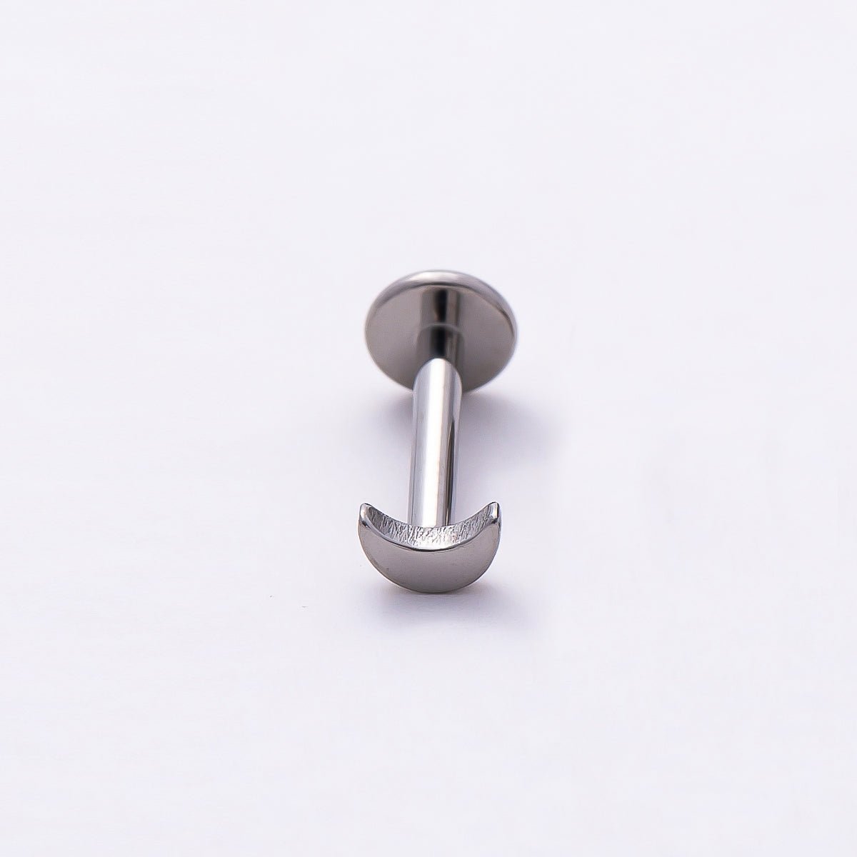 Titanium 2mm Minimalist Crescent Moon Single Cartilage Piercing Flat Back Stud in Gold &amp; Silver | BJ-00051 BJ-00052