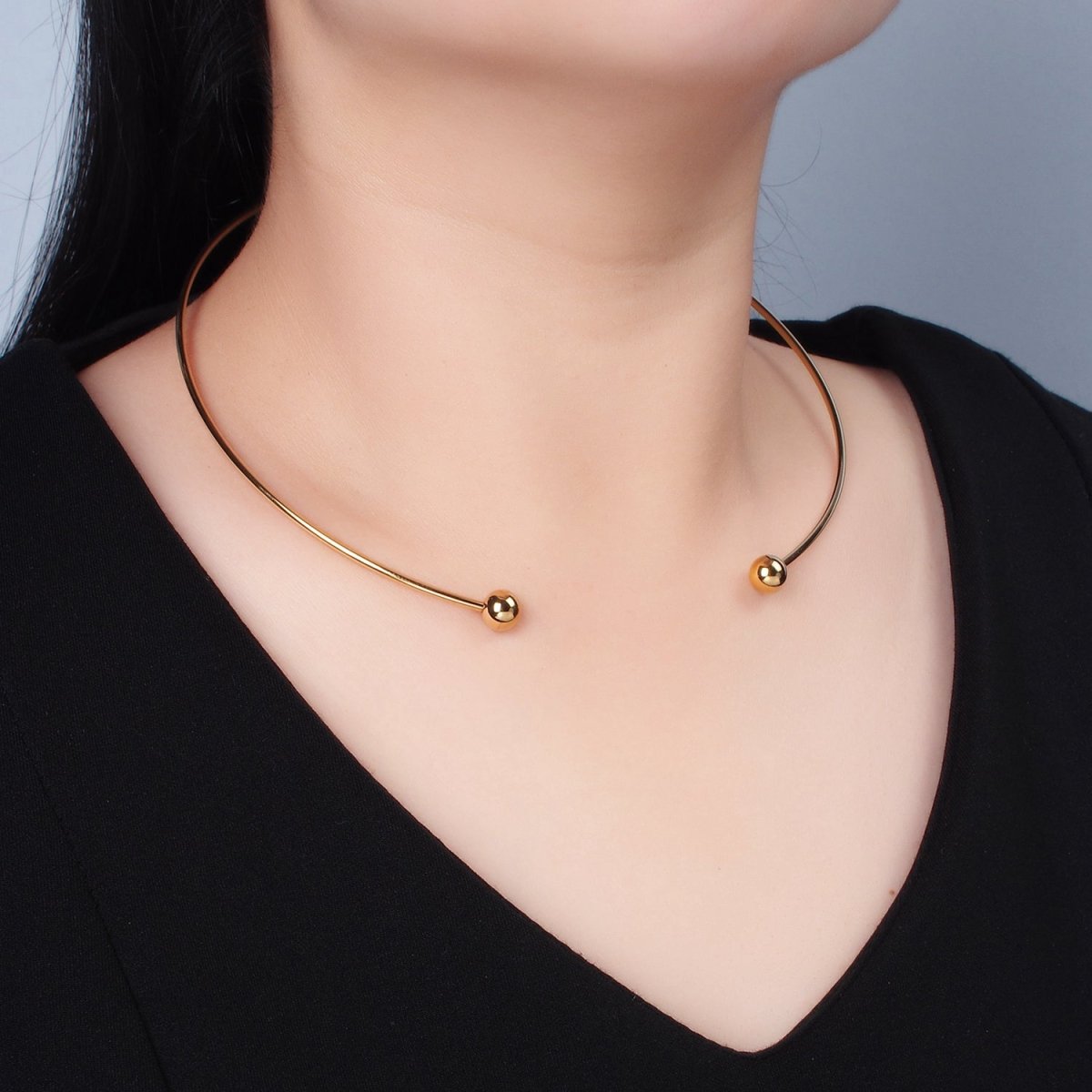 Stainless Steel Round Collar Necklace in Gold &amp; Silver | WA-2622 WA-2623