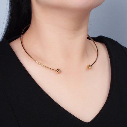 Stainless Steel Round Collar Necklace in Gold &amp; Silver | WA-2622 WA-2623