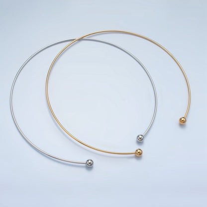 Stainless Steel Round Collar Necklace in Gold &amp; Silver | WA-2622 WA-2623